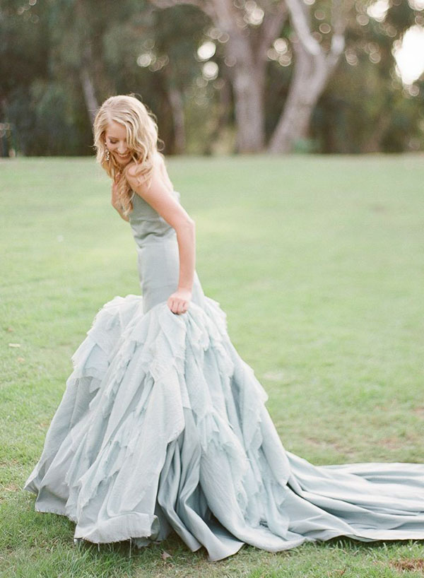 Powder Blue Tara de la Tour Wedding Dress | Blush Wedding Photography | See More! http://heyweddinglady.com/fab-bridal-alternatives-white-wedding-dress/