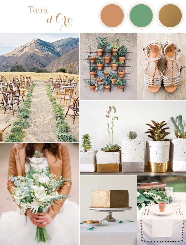 Natural Earthy Wedding Inspiration in Sophisticated Rustic Shades of Terra Cotta, Matte Gold, and Green | See More! http://heyweddinglady.com/natural-earthy-wedding-inspiration-in-terra-cotta-gold-green/
