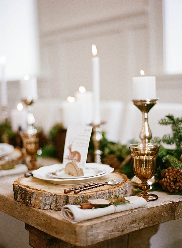 Gold, Amber, and Green Rustic Place Settings | Jacque Lynn Photography ...