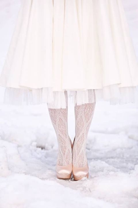 Short Wedding Dress with White Tights