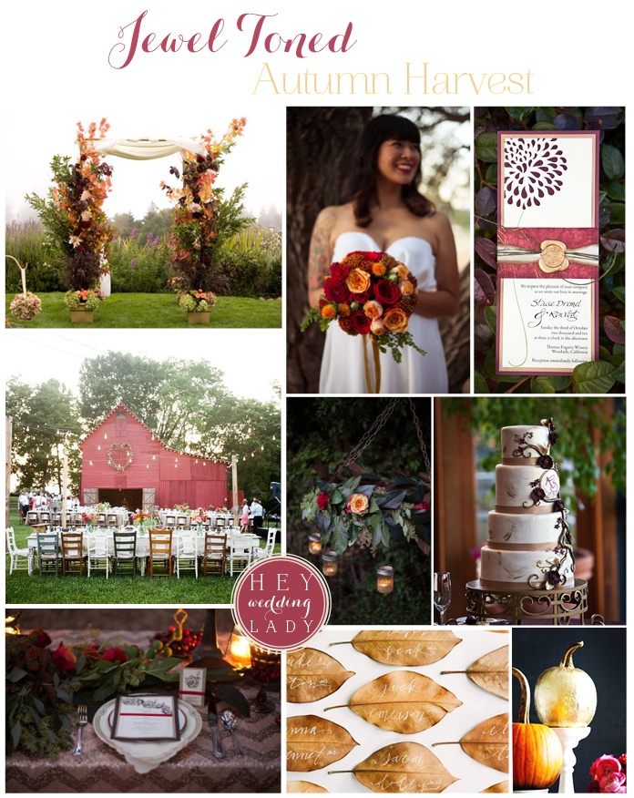 Autumn Harvest JewelToned Fall Wedding Inspiration Hey Wedding Lady