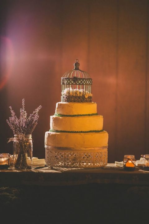 Simple Wedding Cake topped with a Birdcage | Love Out Loud Studios | Gorgeous Rustic Bohemian Wedding in Vancouver