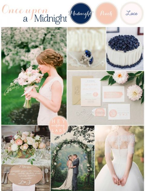 Once Upon a Midnight - Rustic and Romantic Blue and Peach Wedding Inspiration