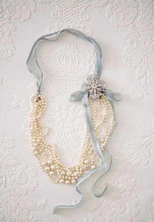 Pearl Necklace | Frozen Wedding Inspiration in Frost Blue, White, and Winter Rose
