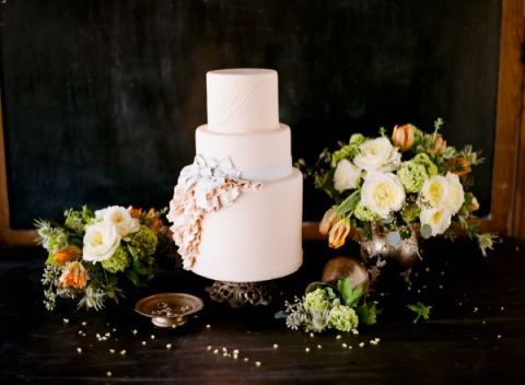 Blush Ruffled Wedding Cake