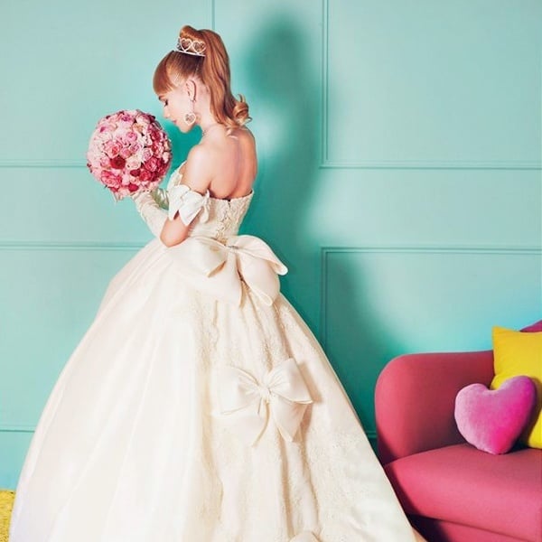 Turquoise and pink wedding dress sales