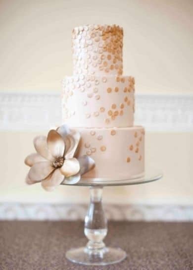 Champagne Cascading Sequin Wedding Cake | Brosnan Photographic