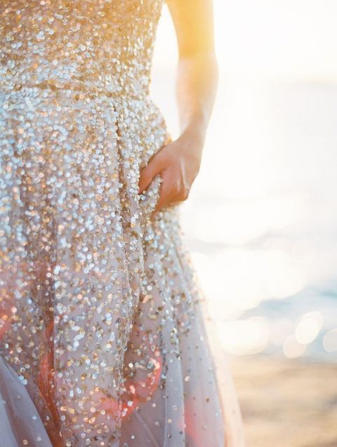 BHLDN Champagne Sequin Wedding Dress | Jeremiah and Rachel Photography