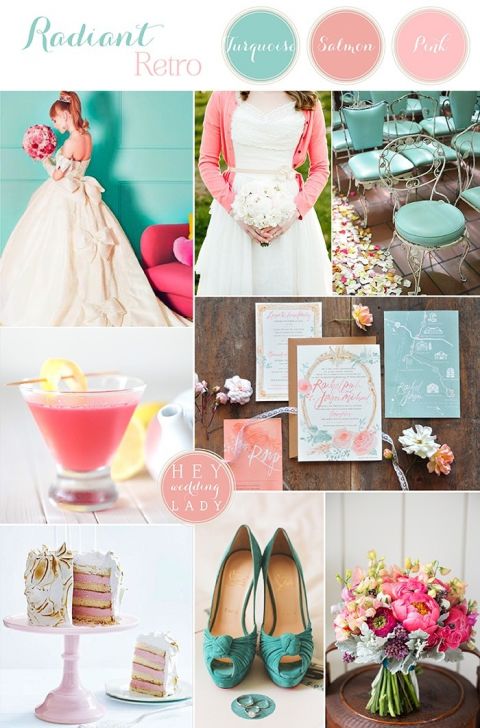 Radiant Retro Wedding Inspiration in Turquoise and Pink