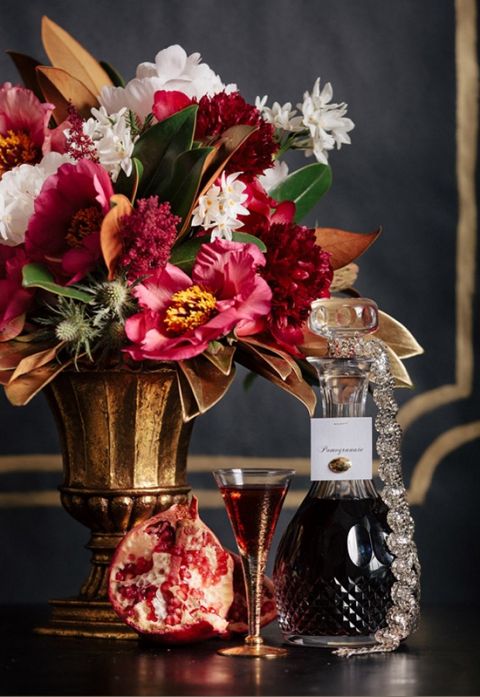 Gold and Pomegranate Holiday Centerpiece