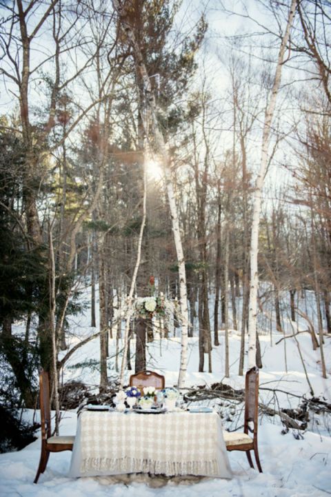 Winter Chic - Cozy White and Blue Forest Wedding From Carla Ten Eyck