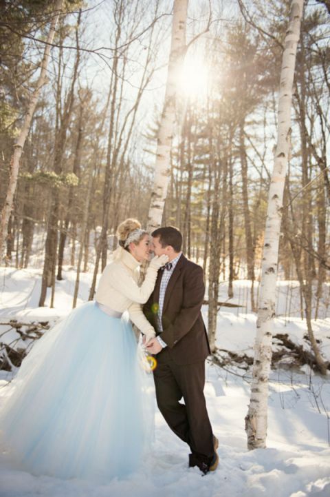 Winter Woods Bridal Portraits | Carla Ten Eyck Photography | Winter Chic - Cozy White and Blue Snowy Forest Wedding