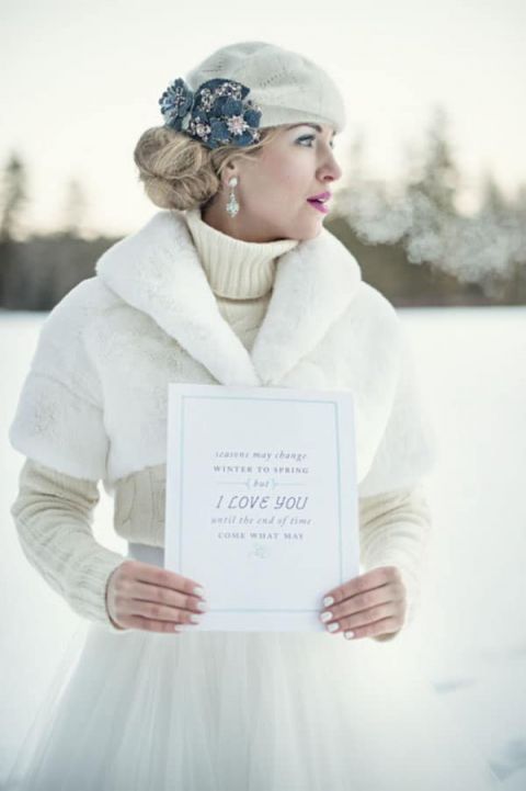 Your Song Lyrics | Carla Ten Eyck Photography | Winter Chic - Cozy White and Blue Snowy Forest Wedding