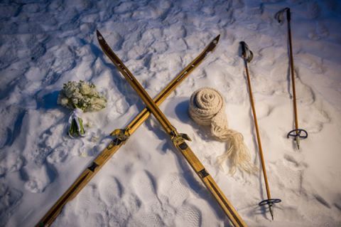 Ski Chic Winter Wedding | Carla Ten Eyck Photography | Winter Chic - Cozy White and Blue Snowy Forest Wedding