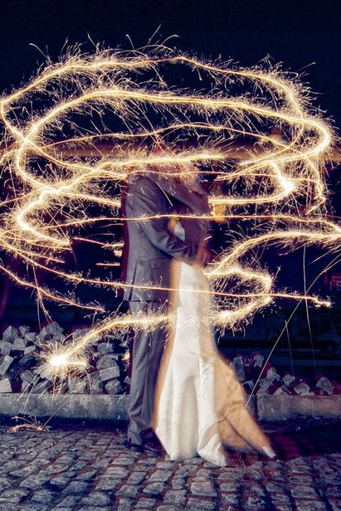 Bride and Groom Surrounded by Sparklers | Don Mears Photography