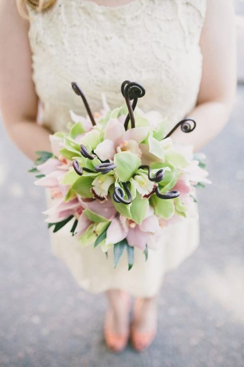 Pink and Green Fiddlehead Fern Bridal Bouquet | Robert J Hill Photography | See More: https://heyweddinglady.com/simple-and-elegant-grand-bohemian-hotel-wedding-from-robert-j-hill-photography/