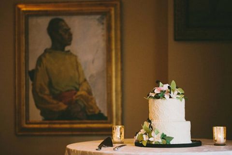 Simple, Elegant Green, White, and Pink Wedding Cake | Robert J Hill Photography | See More: https://heyweddinglady.com/simple-and-elegant-grand-bohemian-hotel-wedding-from-robert-j-hill-photography/
