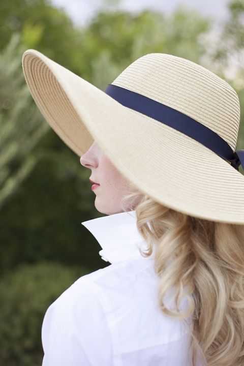 Chic Floppy Sun Hat with a Navy Ribbon | Go Forth Creative Photography for Camille Styles