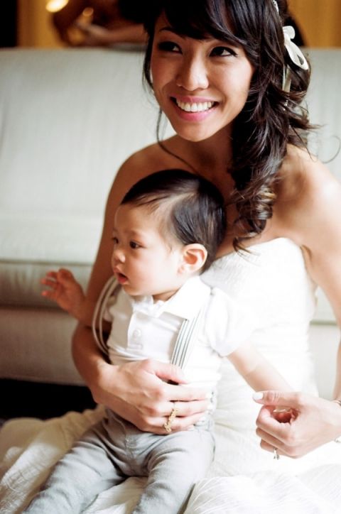 Our Gorgeous Bride with the Cutest Ring Bearer Ever! | Tikko Weddings |See More: https://heyweddinglady.com/classic-and-glamorous-blush-and-gold-socal-wedding-from-tikko-weddings/