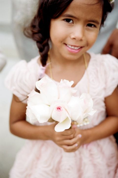 Sweet Flower Girl with Pink Rosebuds | Tikko Weddings |See More: https://heyweddinglady.com/classic-and-glamorous-blush-and-gold-socal-wedding-from-tikko-weddings/