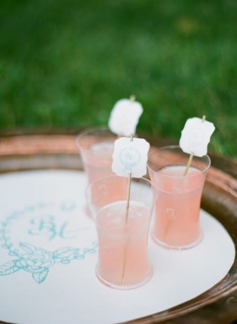 Peach Cocktails for a Spring Garden Wedding | Elisa B Photography | See More! https://heyweddinglady.com/down-the-garden-path-a-forest-green-and-peach-wedding/
