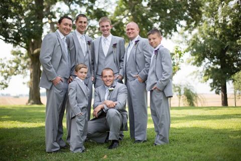 Groom and Groomsmen in Crisp Gray for an Elegant Summer Wedding | Craig Hodge Photography | See More! https://heyweddinglady.com/elegant-simplicity-in-royal-purple-from-craig-hodge-photography/