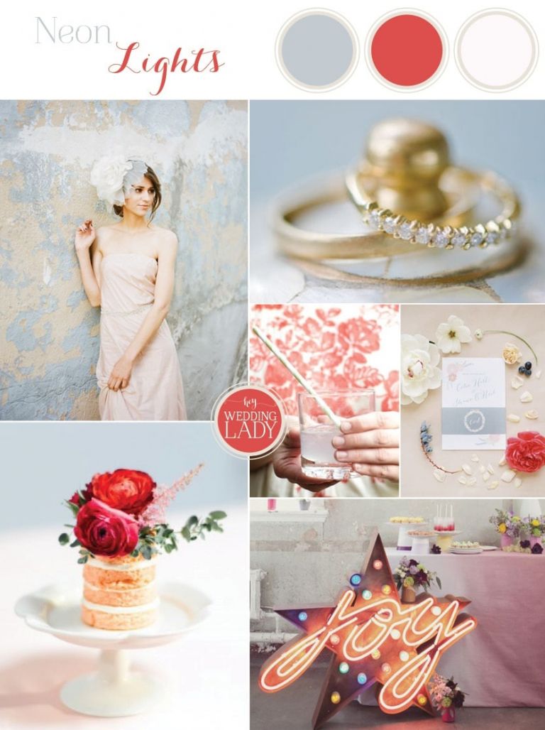 Modern Neon Wedding Inspiration in Dusk Blue and Cherry Red | See More! https://heyweddinglady.com/modern-neon-wedding-inspiration-blue-cherry/