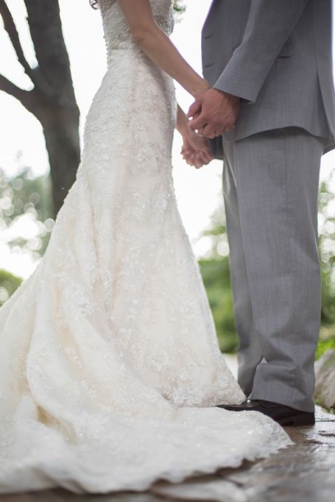 A Glittering Lace Wedding Dress Train | Craig Hodge Photography | See More! https://heyweddinglady.com/elegant-simplicity-in-royal-purple-from-craig-hodge-photography/