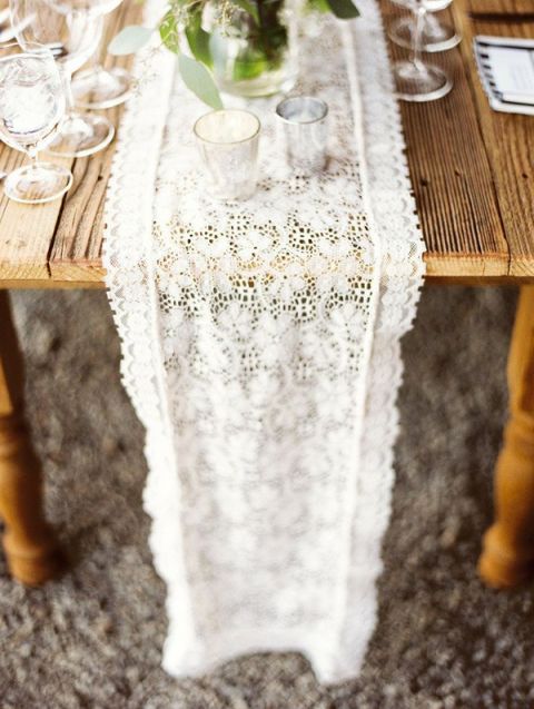 Vintage Floral Lace Table Runner | Erich McVey Photography | See More! https://heyweddinglady.com/falling-petals-floral-lace-trends-spring/