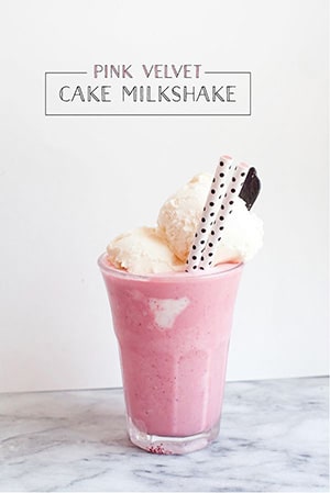 Spiked Pink Velvet Milkshake | Swooned - http://www.swoonedmagazine.com/blog/post/signature_cocktail__33__spiked_pink_velvet_cake_milkshake