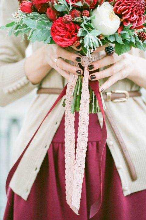 Romantic and Relaxed Engagement Style in Cranberry and Taupe | Anastasiya Belik Photography | See More! https://heyweddinglady.com/bridal-styling-secrets-from-my-favorite-fashion-blogs/
