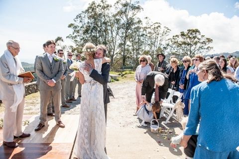 A touching moment with the Father of the Bride after walking down the aisle | Dawn Huemann Photography | See more! https://heyweddinglady.com/sweet-and-stylish-mountaintop-wedding-by-dawn-heumann-photography/