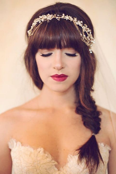 Statement Red Lips and Gold Bridal Headpiece | Amy Nicole Photography | See More! https://heyweddinglady.com/bridal-styling-secrets-from-my-favorite-fashion-blogs/