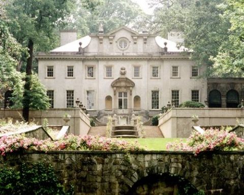 Swan House Garden and Grounds | See More! https://heyweddinglady.com/elegant-country-manor-wedding-inspiration-in-marble-and-blush/
