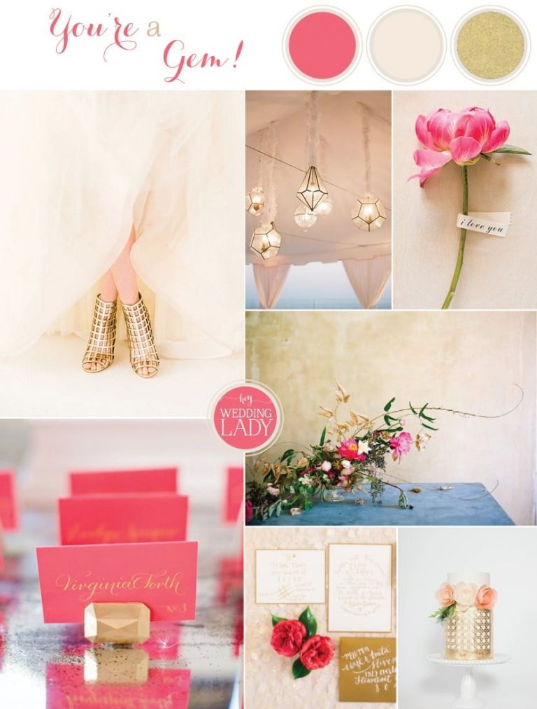 Glamorous Modern Wedding Inspiration Fuchsia, Blush, and Gold with Geometric Details | See More! https://heyweddinglady.com/glamorous-geometric-wedding-inspiration-in-fuchsia-blush-and-gold/