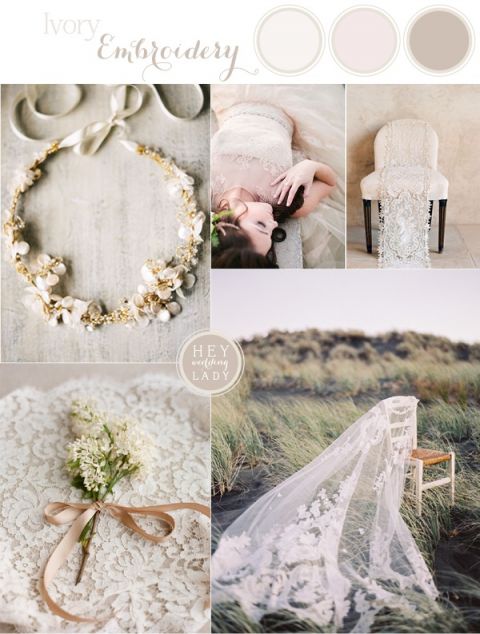 Ivory Embroidery - Romantic Vintage Lace Wedding Inspiration in Cream | See More! https://heyweddinglady.com/ivory-embroidery-vintage-lace-wedding-inspiration/