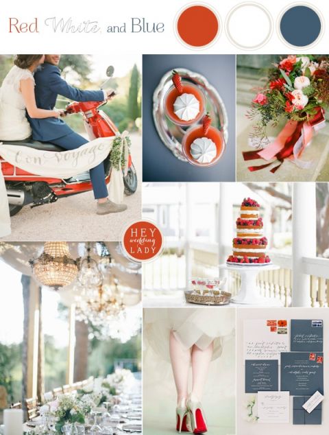 Patriotic Red, White, and Blue Fourth of July Wedding Inspiration with a French Country Twist! | See More! https://heyweddinglady.com/patriotic-red-white-blue-french-country-twist/