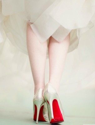 red and white wedding shoes