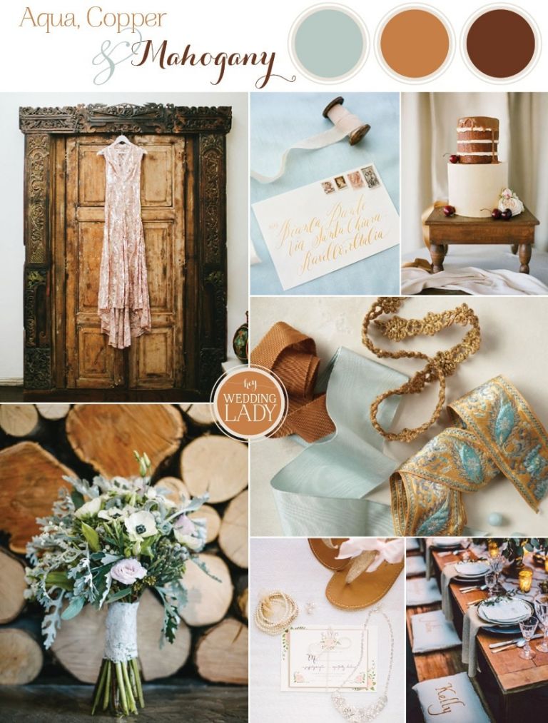 Upscale Bohemian Styling for a Wedding in Aqua, Copper, and Mahogany | See More! https://heyweddinglady.com/upscale-bohemian-styling-in-aqua-copper-and-mahogany/