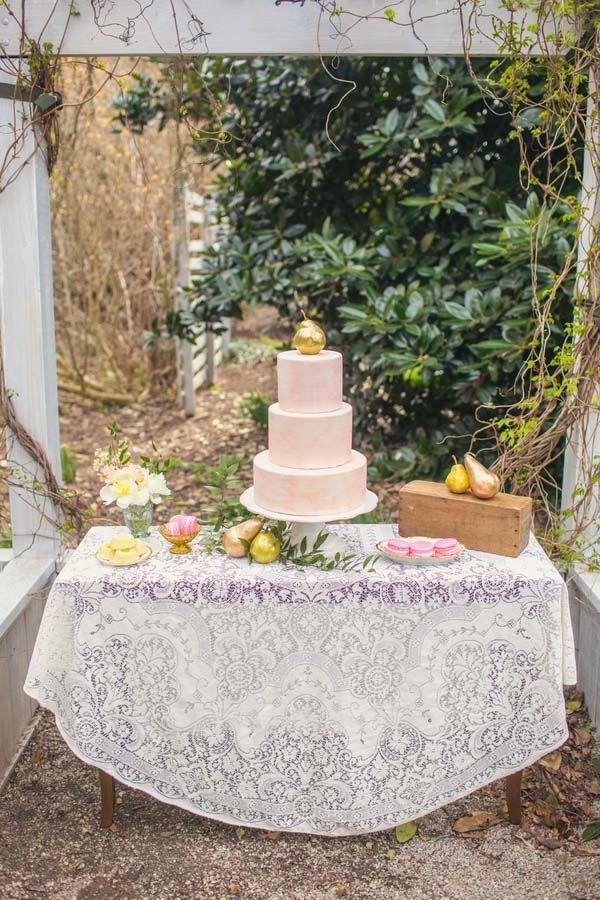 Vintage Lace For A Romantic French Country Inspired Wedding Cake