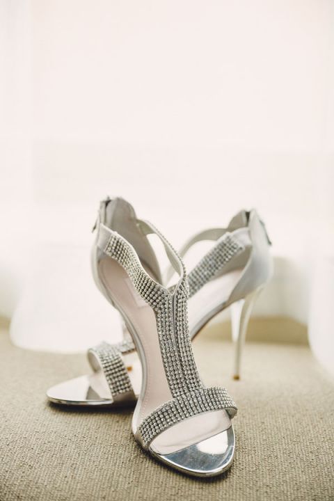 Modern Chic Silver Wedding Shoes with Crystals | Oldani Photography | See More! https://heyweddinglady.com/modern-chic-blue-white-and-silver-wedding