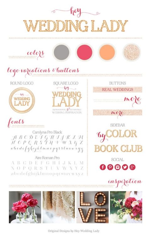 Branding a Wedding Blog - The Brand Design Board for the new Hey Wedding Lady | See More! https://heyweddinglady.com/branding-wedding-blog/