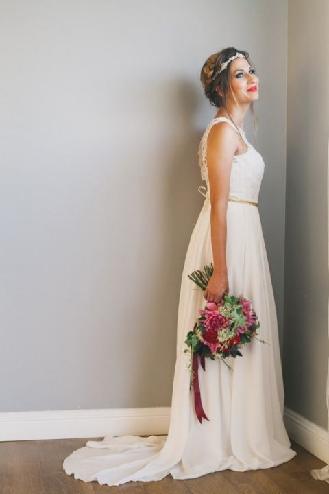 Sweeping Sarah Seven Wedding Dress | Alexandra Wallace Photography | Bold Boho Bridal Style for Autumn