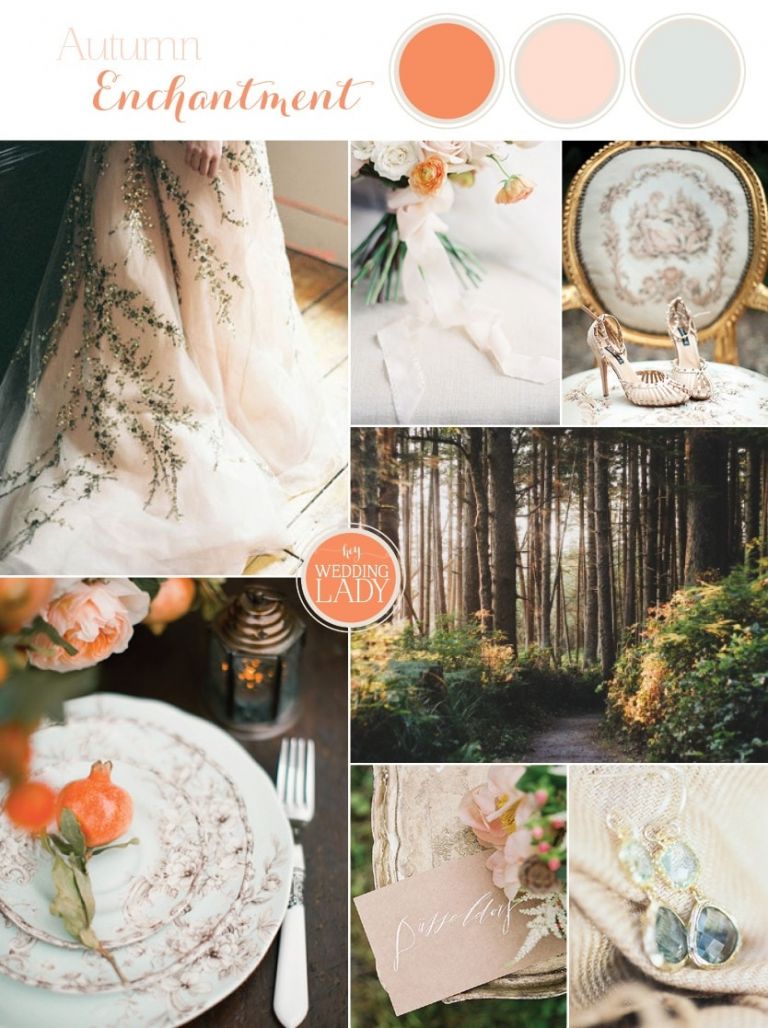 Enchanting Autumn Wedding Inspiration in Persimmon and Peach with Delicate Botanical Details