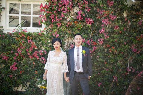 Bougainvillea Wedding Portraits at San Ysidro Ranch