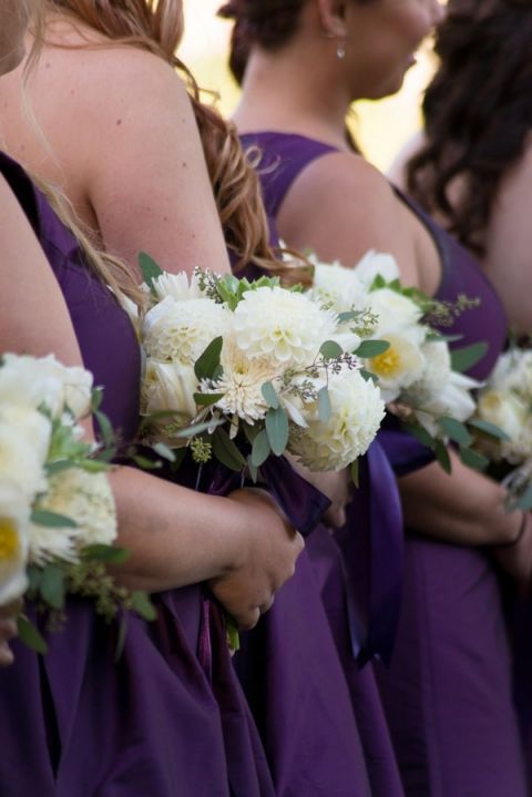 Bridesmaids in Plum | Kirsten Smith Photography | English Inspired Country Club Wedding in Purple and White