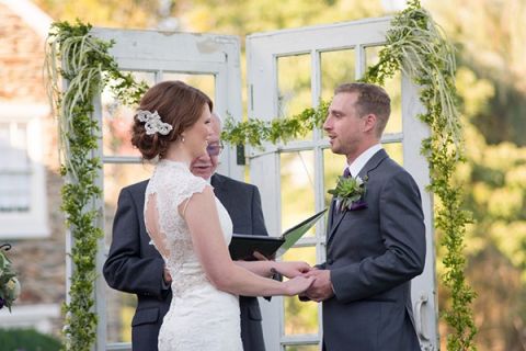 Romantic Country Wedding Ceremony | Kirsten Smith Photography | English Inspired Country Club Wedding in Purple and White