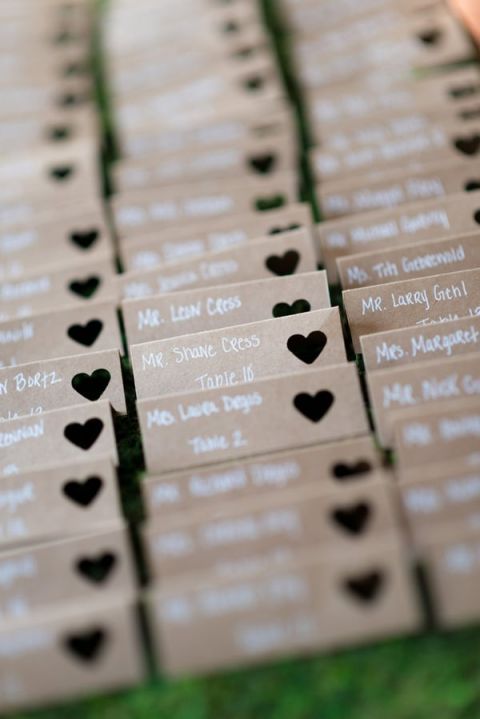 Kraft Paper Escort Cards | Kirsten Smith Photography | English Inspired Country Club Wedding in Purple and White