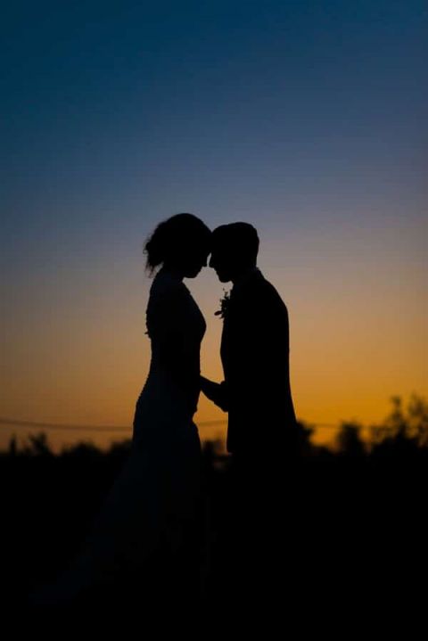 Romantic Sunset WEdding Portraits | Kirsten Smith Photography | English Inspired Country Club Wedding in Purple and White