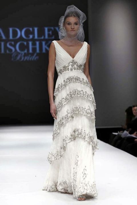 Beaded Tiered Wedding Dress | Badgley Mischka | The Best of Bridal Fashion Fall 2015